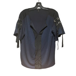 BANANA REPUBLIC - Women Navy Blue ruffled blouse  - Size L